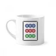 Dıythinker 170 ml Beyaz Mahjong Daire Noktalı 9 Fayans Desenli Mini Kahve Seramik Kupa
