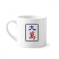 Dıythinker 170 ml Beyaz Mahjong Milyon 9 Fayans Desenli Mini Kahve Seramik Kupa
