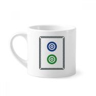 Dıythinker 170 ml Beyaz Mahjong Yuvarlak Noktalı 2 Fayans Desenli Mini Kahve Seramik Kupa