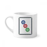 Dıythinker 170 ml Beyaz Mahjong Yuvarlak Noktalı 3 Fayans Desenli Mini Kahve Seramik Kupa
