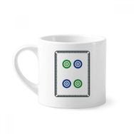 Dıythinker 170 ml Beyaz Mahjong Yuvarlak Noktalı 4 Fayans Desenli Mini Kahve Seramik Kupa