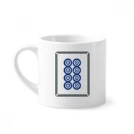 Dıythinker 170 ml Beyaz Mahjong Yuvarlak Noktalı 8 Fayans Desenli Mini Kahve Seramik Kupa