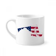 Dıythinker 170 ml Beyaz Maryland ABD Haritası Yıldızlar Çizgili Bayrak Şekilli Mini Kahve Seramik Kupa