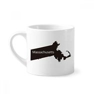 Dıythinker 170 ml Beyaz Massachusetts ABD Haritası Silüeti Mini Kahve Seramik Kupa