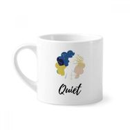 Dıythinker 170 ml Beyaz Mavi Beyaz Soyut Bitkiler Sanatsal Mini Kahve Seramik Kupa