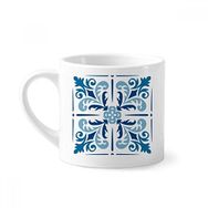 Dıythinker 170 ml Beyaz Mavi Fas Dekoratif Çiçek Ilustration Mini Kahve Seramik Kupa