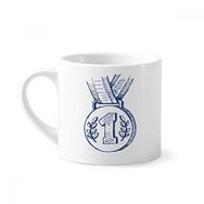 Dıythinker 170 ml Beyaz Mavi Futbol Şampiyonası Madalya Mini Kahve Seramik Kupa