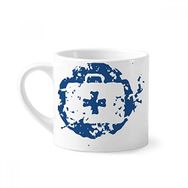 Dıythinker 170 ml Beyaz Mavi İlk yardım Seti Tasarım Yuvarlak İllüstrasyon Desen Mini Kahve Seramik Kupa