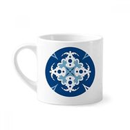 Dıythinker 170 ml Beyaz Mavi Talavera Çiçek Dekoratif Ilustration Mini Kahve Seramik Kupa