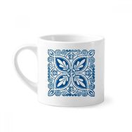 Dıythinker 170 ml Beyaz Mavi Talavera Çiçek Ilustration Desenli Mini Kahve Seramik Kupa