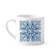 Dıythinker 170 ml Beyaz Mavi Talavera Ilustration Dekoratif Desen Mini Kahve Seramik Kupa