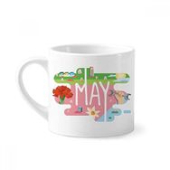 Dıythinker 170 ml Beyaz Mayıs Aylık Sezonu İllüstrasyon Mini Kahve Seramik Kupa