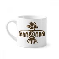Dıythinker 170 ml Beyaz Meksika Totems Kel Kartal Antik Medeniyet Mini Kahve Seramik Kupa