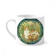Dıythinker 170 ml Beyaz Miaoji Boyama Kedi Aile Fantezi Mini Kahve Seramik Kupa