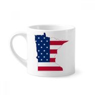 Dıythinker 170 ml Beyaz Minnesota ABD Haritası Yıldızlar Çizgili Bayrak Şekilli Mini Kahve Seramik Kupa