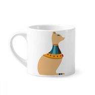 Dıythinker 170 ml Beyaz Mısır Kedi Totem İllüstrasyon Desenli Mini Kahve Seramik Kupa