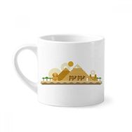 Dıythinker 170 ml Beyaz Mısır Sarı Yeşil Sfenks Piramitleri Deve Mini Kahve Seramik Kupa