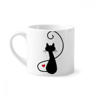 Dıythinker 170 ml Beyaz Miyav Kalp Kedi Sihouette Hayvan Mini Kahve Seramik Kupa