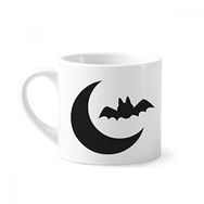Dıythinker 170 ml Beyaz Moon Bat Happy Fear Cadılar Bayramı Mini Kahve Seramik Kupa