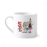 Dıythinker 170 ml Beyaz Mor Ter Müzik Deseni Resimli Mini Kahve Seramik Kupa
