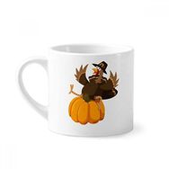 Dıythinker 170 ml Beyaz Mutlu Şükran Günü Pumkin Desenli Mini Kahve Seramik Kupa