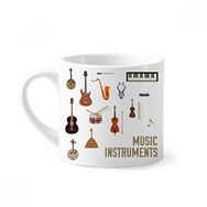 Dıythinker 170 ml Beyaz Müzik Aletleri Kombinasyon Desenli Mini Kahve Seramik Kupa