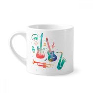 Dıythinker 170 ml Beyaz Müzik Yeşil Pembe Renkli Enstrümanlar Desenli Mini Kahve Seramik Kupa