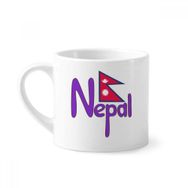 Dıythinker 170 ml Beyaz Nepal Ulusal Bayrağı Kırmızı Mor Desenli Mini Kahve Seramik Kupa