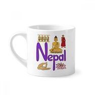 Dıythinker 170 ml Beyaz Nepal Ulusal Simge Simgesi Desenli Mini Kahve Seramik Kupa