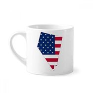 Dıythinker 170 ml Beyaz Nevada Amerika Haritası Yıldızlar Geziler Bayrak Şekilli Mini Kahve Seramik Kupa