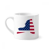 Dıythinker 170 ml Beyaz New York ABD Haritası Yıldızlar Çizgili Bayrak Şekilli Mini Kahve Seramik Kupa