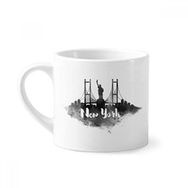 Dıythinker 170 ml Beyaz New York Amerika LandMark Mürekkep Şehir Boyama Mini Kahve Seramik Kupa