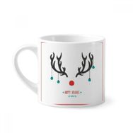 Dıythinker 170 ml Beyaz Noel Boynuzu Tatil Desenli Mini Kahve Seramik Kupa