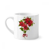 Dıythinker 170 ml Beyaz Noel Çiçeği Poinsettia Buketi Kırmızı Mini Kahve Seramik Kupa
