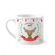 Dıythinker 170 ml Beyaz Noel Geyiği Festival Desenli Mini Kahve Seramik Kupa