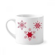 Dıythinker 170 ml Beyaz Noel Kar Tanesi Kırmızı Festival Mini Kahve Seramik Kupa