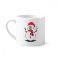 Dıythinker 170 ml Beyaz Noel Kardan Adam Horus Eşarp Şalı Mini Kahve Seramik Kupa
