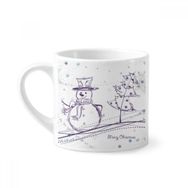 Dıythinker 170 ml Beyaz Noel Kardan Adam Kar Tanesi Ağaç Eskizi Mini Kahve Seramik Kupa