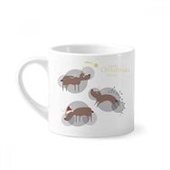 Dıythinker 170 ml Beyaz Noel Ren Geyiği Geyiği Geyiği Desenli Mini Kahve Seramik Kupa