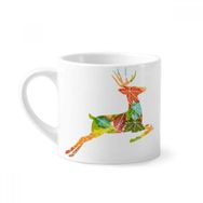 Dıythinker 170 ml Beyaz Noel Renkli Yaprak Geyik Festivali Desenli Mini Kahve Seramik Kupa