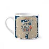 Dıythinker 170 ml Beyaz Noel Tatili Geyik Kar Mini Kahve Seramik Kupa