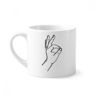 Dıythinker 170 ml Beyaz OK Gesture Line Çizim Desenli Mini Kahve Seramik Kupa