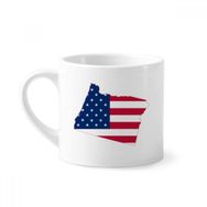 Dıythinker 170 ml Beyaz Oregon ABD Haritası Yıldızlar Çizgili Bayrak Mini Kahve Seramik Kupa