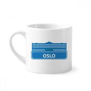 Dıythinker 170 ml Beyaz Oslo Norveç Mavi Simgesi Desenli Mini Kahve Seramik Kupa