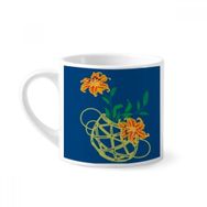 Dıythinker 170 ml Beyaz PaintingJ apanese Sarı Çiçek Mini Kahve Seramik Kupa