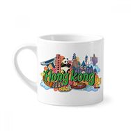 Dıythinker 170 ml Beyaz Panda Hong Kong Grafiti Mini Kahve Seramik Kupa