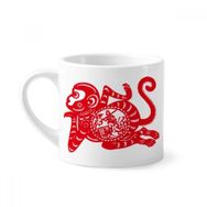 Dıythinker 170 ml Beyaz Papercut Çin Çin Zodyak Maymun Sanatı Mini Kahve Seramik Kupa