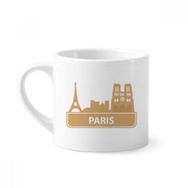 Dıythinker 170 ml Beyaz Paris Fransız Sarı Simgesi Desenli Mini Kahve Seramik Kupa