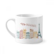 Dıythinker 170 ml Beyaz Paris Uçak Gemisi Fransa Mark Çizgi Çizim Mini Kahve Seramik Kupa