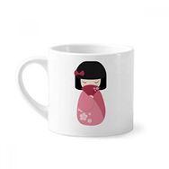 Dıythinker 170 ml Beyaz Pembe Kimono Fan Sakura Japon Mini Kahve Seramik Kupa